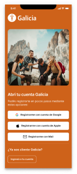 Pantalla de bienvenida — Abrí tu cuenta Galicia
